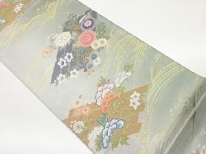 荒波に花筏模様織出し袋帯